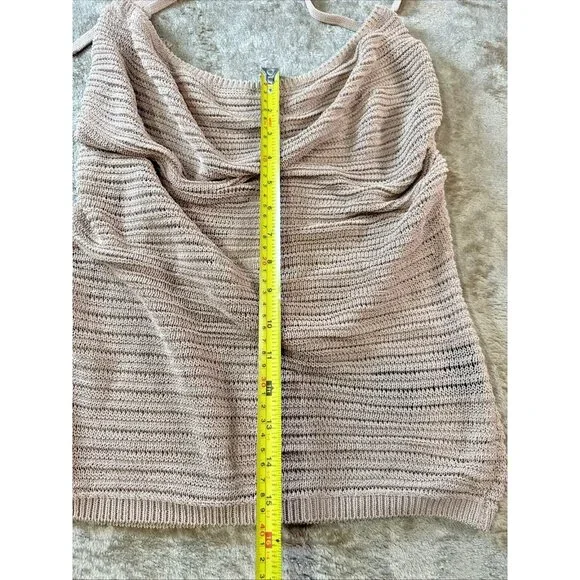 Guess Halter Top Womens Size L Champagne Color SL Rhea Cowl Neck Milk Tea - Picture 5 of 16